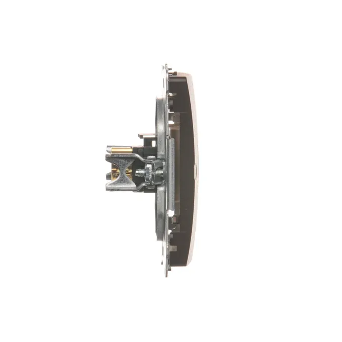 Gniazdo HDMI pojedyncze Czekoladowy Simon Basic - BMGHDMI.01/47, widok z boku, prezentujący mechanizm montażowy i złącze.