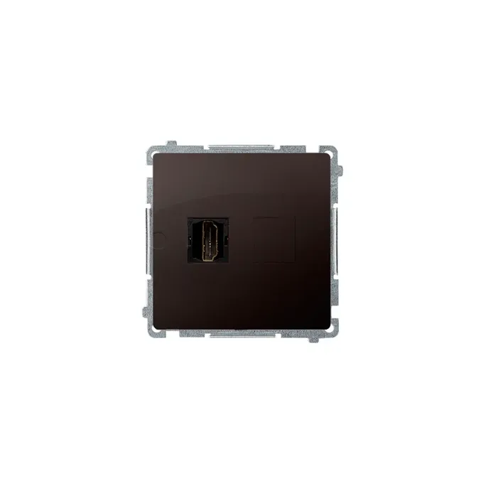 Gniazdo HDMI pojedyncze Simon Basic w kolorze czekoladowym, model BMGHDMI.01/47, producent Kontakt-Simon.