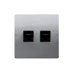 Gniazdo RJ45 kat. 5e i RJ11 w kolorze srebrny mat, seria Simon Basic, producent Kontakt-Simon.