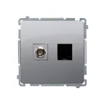 Gniazdo antenowe typu F i RJ45 kat. 6 Stal Inox Simon Basic - BMAFRJ45.01/21