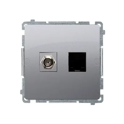 Gniazdo antenowe typu F i RJ45 kat. 6 Stal Inox Simon Basic - BMAFRJ45.01/21