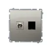 Gniazdo antenowe typu F + RJ45 kat.6 Satynowy Simon Basic - BMAFRJ45.01/29