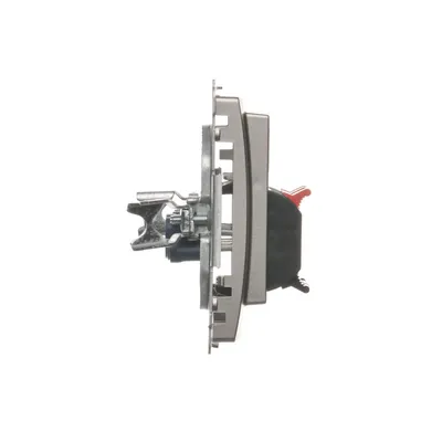 Gniazdo głośnikowe 4-krotne Satynowy Simon Basic BMGL34.01/29 - widok z boku na mechanizm mocowania i zaciski.