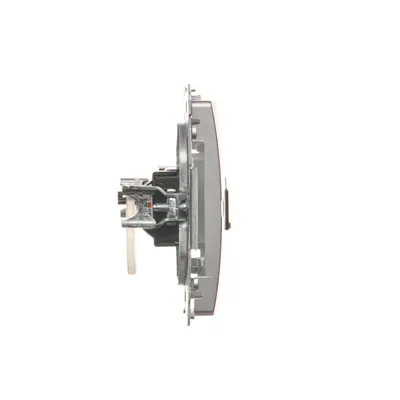 Gniazdo komputerowe RJ45 kat.6 Simon Basic srebrny mat BM61.01/43, widok z boku na mechanizm