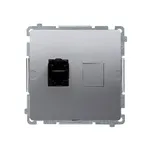 Gniazdo komputerowe RJ45 kat.6 ekranowane Stal Inox Simon Basic BM61E.01/21 z czarnym portem.