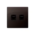 Gniazdo komputerowe podwójne RJ45, kat.5e Simon Basic w kolorze czekoladowym.