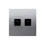 Gniazdo komputerowe podwójne RJ45, kat.5e Srebrny mat Simon Basic - BMF52.02/43, producent Kontakt-Simon