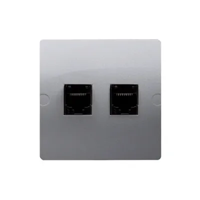 Gniazdo komputerowe podwójne RJ45, kat.5e Srebrny mat Simon Basic - BMF52.02/43, producent Kontakt-Simon