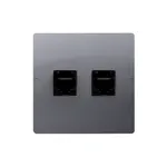 Gniazdo komputerowe podwójne RJ45, kat.5e Stal Inox Simon Basic - BMF52.02/21, producent Kontakt-Simon