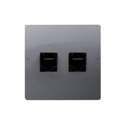 Gniazdo komputerowe podwójne RJ45, kat.5e Stal Inox Simon Basic - BMF52.02/21, producent Kontakt-Simon