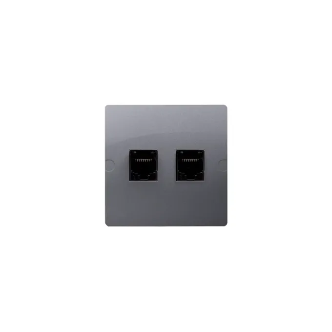 Gniazdo komputerowe podwójne RJ45, kat.5e Stal Inox Simon Basic - BMF52.02/21, producent Kontakt-Simon