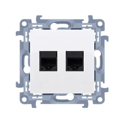 Gniazdo komputerowe podwójne RJ45, kat.5e białe Simon 10 z serii C52.01/11