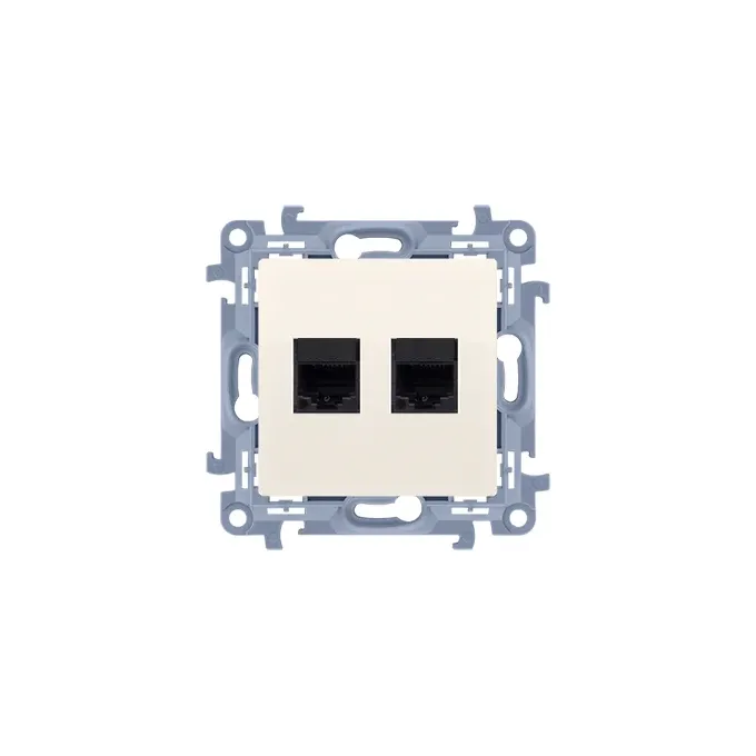 Gniazdo komputerowe podwójne RJ45, kat.6 Kremowy Simon 10 - C62.01/41, producent Kontakt-Simon