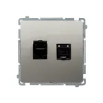 Gniazdo komputerowe podwójne RJ45, kat.6 Satynowy Simon Basic - BM62.01/29, producent Kontakt-Simon