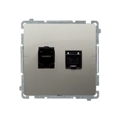Gniazdo komputerowe podwójne RJ45, kat.6 Satynowy Simon Basic - BM62.01/29, producent Kontakt-Simon