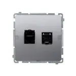 Gniazdo komputerowe podwójne RJ45, kat.6 Stal Inox Simon Basic - BM62.01/21, producent Kontakt-Simon