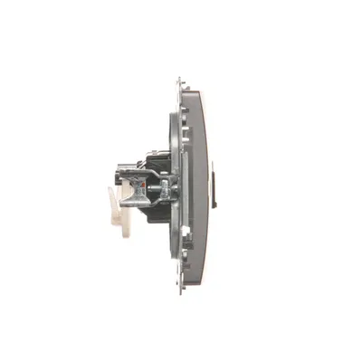 Gniazdo komputerowe podwójne RJ45, kat.6 Stal Inox Simon Basic - widok z boku mechanizmu.