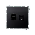 Gniazdo komputerowe podwójne RJ45, kat.6 w kolorze grafitowym matowym marki Simon Basic.