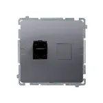 Gniazdo komputerowe pojedyncze RJ45, kat.6 Srebrny mat Simon Basic - BM61.01/43, widok z przodu na port RJ45