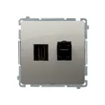 Gniazdo podtynkowe HDMI i RJ45 kat. 6 Simon Basic BMGHRJ45.01/29 w kolorze satynowym, producent Kontakt-Simon.