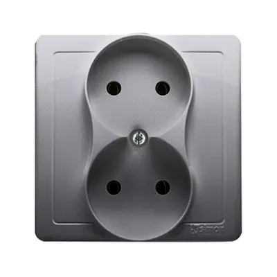Gniazdo podwójne bez uziemienia Stal Inox Simon Basic - BMG2/21 marki Kontakt-Simon, kolor srebrny, nowoczesny design.