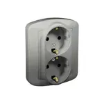 Gniazdo podwójne z uziemieniem Schuko Simon Akord w kolorze aluminium metalizowanym, AGSz2/26.