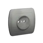 Gniazdo pojedyncze bez uziemienia Simon Akord AG1e/26 w kolorze aluminium metalizowanym, prezentujące nowoczesny design.