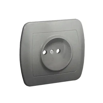 Gniazdo pojedyncze bez uziemienia Simon Akord AG1e/26 w kolorze aluminium metalizowanym, prezentujące nowoczesny design.