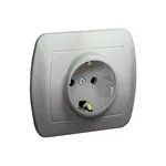 Gniazdo pojedyncze z uziemieniem Schuko Simon Akord, kolor aluminium metalizowany, model AGSz1e/26