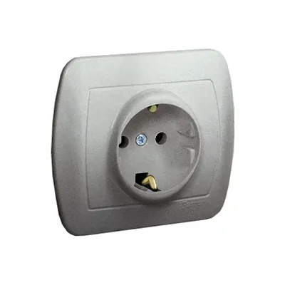 Gniazdo pojedyncze z uziemieniem Schuko Simon Akord, kolor aluminium metalizowany, model AGSz1e/26