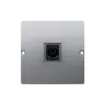 Gniazdo telefoniczne pojedyncze RJ11 Stal Inox Simon Basic - BMTU.01/21, producent Kontakt-Simon, na białym tle.