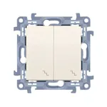 Kremowy łącznik schodowy podwójny Simon 10 z podświetleniem LED, 10AX, model CW6/2L.01/41.