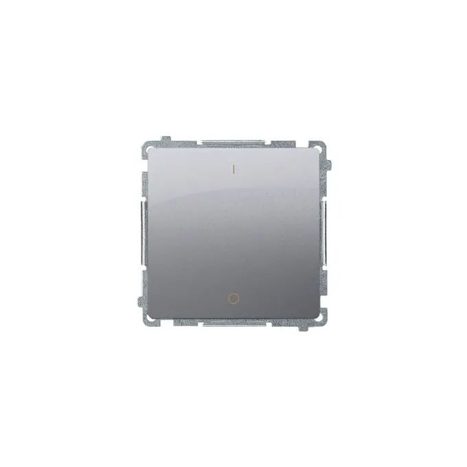 Łącznik dwubiegunowy 10AX Stal Inox Simon Basic - BMW2.01/21, z podświetleniem LED