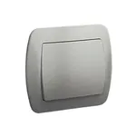 Łącznik jednobiegunowy 10AX Simon Akord AW1/26 w kolorze aluminium metalizowanym, prezentujący nowoczesny design.
