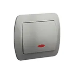 Łącznik jednobiegunowy Simon Akord AW1L/26 z podświetleniem LED, kolor aluminium metalizowany, 10AX