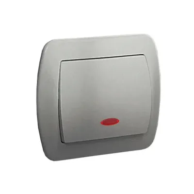 Łącznik jednobiegunowy Simon Akord AW1L/26 z podświetleniem LED, kolor aluminium metalizowany, 10AX