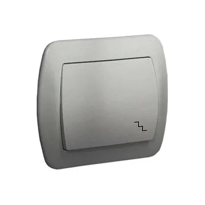 Łącznik schodowy Simon Akord 10AX, metalizowany aluminium, z symbolem schodów. Model AW6/26.