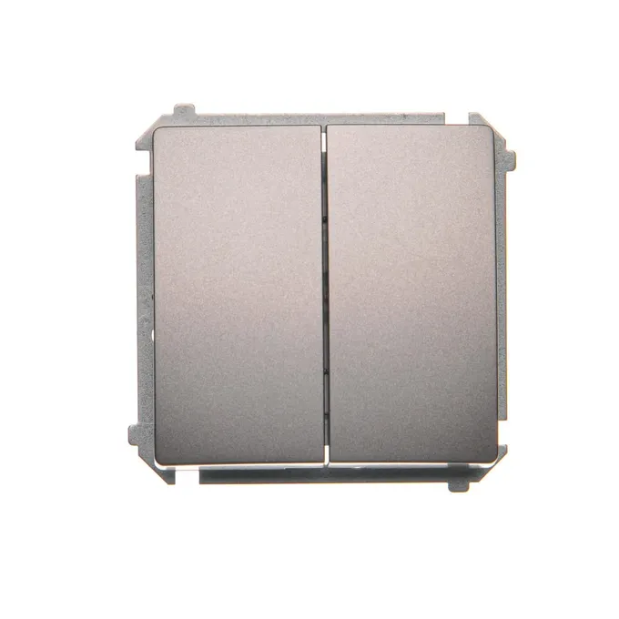 Łącznik schodowy podwójny Simon Basic 10AX Stal Inox, model BMW6/2.01/21, producent Kontakt-Simon.