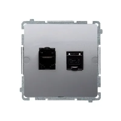 Podwójne gniazdo komputerowe RJ45 kat.6 ekranowane Stal Inox Simon Basic - BM62E.01/21