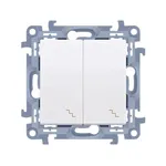 Podwójny łącznik schodowy Simon 10 z podświetleniem LED, biały, 10AX, symbol CW6/2L.01/11