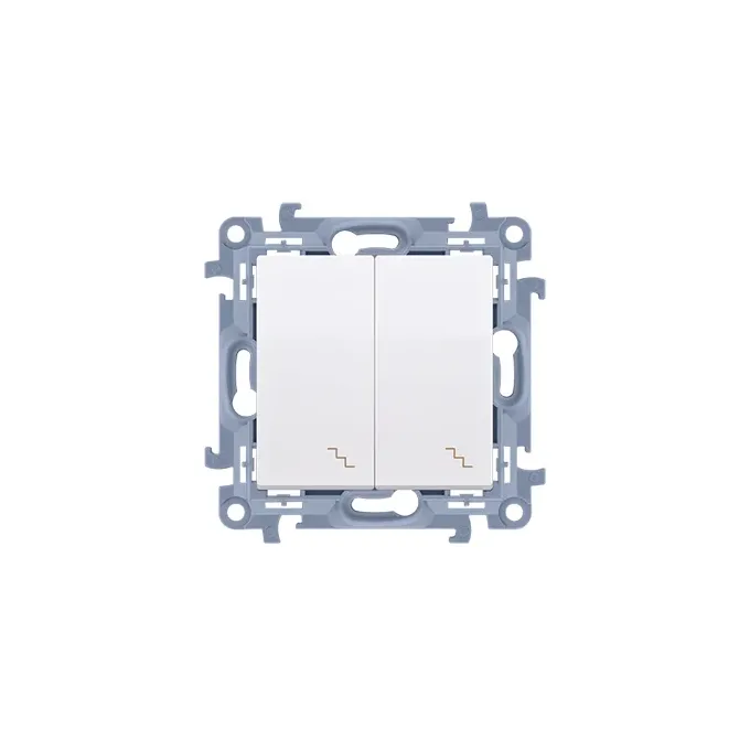 Podwójny łącznik schodowy Simon 10 z podświetleniem LED, biały, 10AX, symbol CW6/2L.01/11