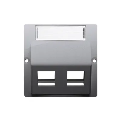 Pokrywa gniazd teleinformatycznych na keystone podwójna skośna Srebrny mat Simon Basic - BMGKS2P/43