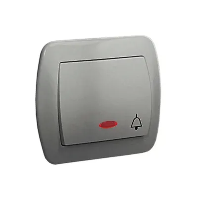 Przycisk zwierny dzwonek z podświetleniem LED, 10AX, aluminium metalizowane, seria Simon Akord.