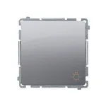 Przycisk zwierny "światło" 16AX Stal Inox Simon Basic BMS1A.01/21 z symbolem żarówki, producent Kontakt-Simon.