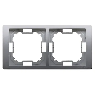 Ramka podwójna Stal Inox Simon Basic NEOS - BMRC2/21, producenta Kontakt-Simon, na białym tle.