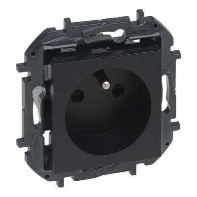 Gniazdo pojedyncze z uziemieniem (zaciski śrubowe) Czarny Legrand Niloe Step - 863530B
