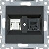 Gniazdo telefoniczno-komputerowe RJ11/12+RJ45, kat.5e Czarny Hager Lumina - WL2213