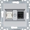 Gniazdo telefoniczno-komputerowe RJ11/12+RJ45, kat.5e Srebrny Hager Lumina - WL2212