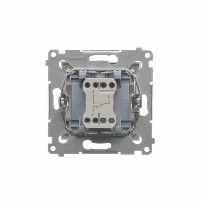 Łącznik schodowy Simon 54 Złoty mat DW6.01/X/44 - widok mechanizmu z tyłu, z oznaczeniami zacisków 1 i 2.