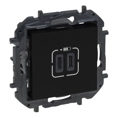 Ładowarka podwójna USB typu C+C 3A Czarny Legrand Niloe Step - 863539B